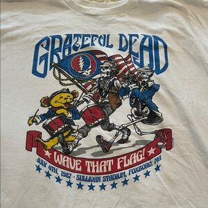 Liquid Blue Grateful Dead White Tee with Blue and Red Graphics